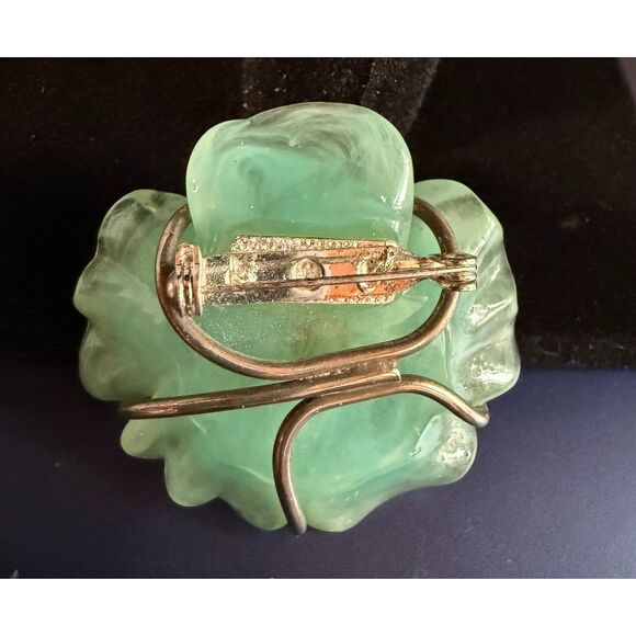 Vintage Aqua Lucite Flower Brooch – Mid-Century Costume Jewelry - Picture 3 of 3